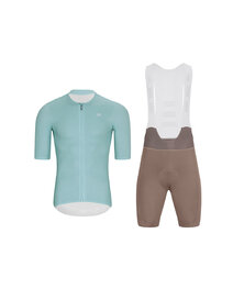 HOLOKOLO Cycling short sleeve jersey and shorts - ELEVATE - brown/light blue